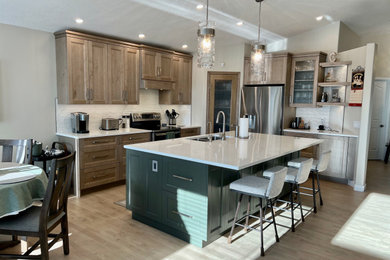 Example of a minimalist kitchen design in Edmonton