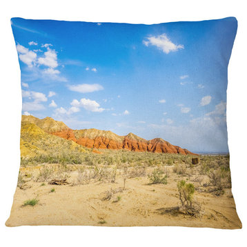 Rocky Mountain in Desert Landscape Photo Throw Pillow, 18"x18"