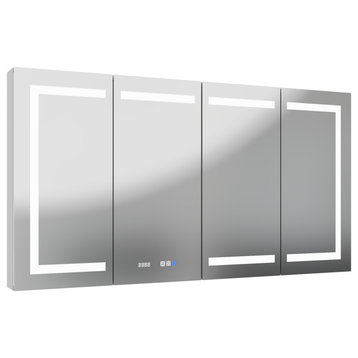 ExBrite  LED Lighted Bathroom Medicine Cabinet with Mirror, Recessed or Surface, 60" X 32"
