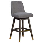 Armen Living - Amelia Swivel Bar Stool, Gray Oak Wood, Gray Boucle Fabric, Set of 3 - The classic style of the Amelia Bar or Counter Stool in Wood with Fabric Upholstery is available in multiple color choices. This kitchen barstool makes a beautiful addition to any home or apartment. Counter or bar height stools are an easy upgrade to make if you're remodeling or an easy fix if you're moving and haven't purchased your dining room furniture yet. The Amelia counter or bar height stools feature a sturdy wood 4 leg base constructed from rubberwood. Rubberwood is a durable hardwood belonging to the maple family. Its dense grain character makes it a stable construction material that is naturally resistant to fungus and bacteria. The polyester upholstery really helps these wood bar stools stand out. The long-term durability of polyester makes it an ideal choice of stool upholstery fabric for families with children and pets. Polyester upholstery is water repellent, stain resistant, budget friendly, and less prone to discoloration. The soft upholstery of this swivel bar stool creates a convenient combination of comfort and function. The Amelia stool features gray or taupe options in boucle fabric. The fuzzy nature or boucle means its pairs perfectly with curved or rounded pieces like asymmetrical sofas, armchairs, and of course the Amelia bar stool. The 360-degree swivel seat allows you to swivel either way with full mobility. The Amelia stool is available in your choice of a 26 inch or 30 inch seat height and comes in a gray oak wood finish with boucle gray or mocha upholstery or a brown oak wood finish with boucle taupe or beige fabric upholstery. This product includes three barstools.