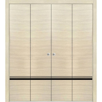 Double Bi-fold Doors | Planum 0012 Natural Veneer with  | Sturdy Tracks