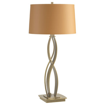 Almost Infinity Table Lamp, Modern Brass, Doeskin Suede Shade