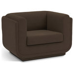 Meridian Furniture - Kimora Linen Textured Fabric Upholstered Chair, Brown - Upgrade your space with this brown Kimora linen textured fabric chair that offers a touch of luxury that's as cozy as it is chic. The tactile softness of the fabric adds to its appeal, ensuring that you not only sit in style but in comfort as well. The rounded arms add a contemporary touch and ensure a snug seating experience for relaxing with your favorite book or watching TV. Its sleek and versatile modern design complements any decor, making it a fantastic addition to your room.