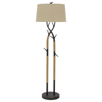 Benzara BM272216 60" Metal Tree Branch Base Floor Lamp, Dimmer, Black