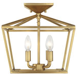 Savoy House - Townsend 4-Light Semi-Flush Mount, Warm Brass - When you have a traditional aesthetic, and want to inject a sense of modernism, choose this Townsend ceiling fixture. It's a classic lantern style with the familiar, vintage appeal of colonial or old English candle fixtures but the open geometric frame and bright, warm brass finish create a delightful contemporary twist. This timeless quality blends very well with your traditional, transitional, bohemian, contemporary, or modern farmhouse decor. Four lights within the open framework have metal candle covers and hold 60W, C-style bulbs.  The fixture is 13" wide and 13" high, with a semi-flush mounting: a superb fit for your dining room, kitchen, living room, entryway, bedroom, closet, family room, office, stairway, or great room.