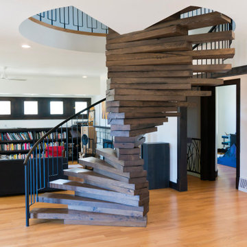 Oak and Steel Spiral Staircase