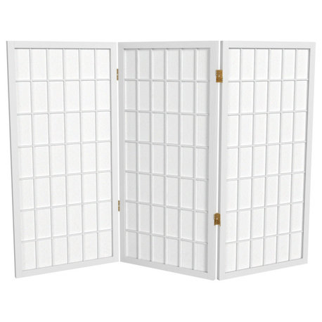 3' Tall Window Pane Shoji Screen, White, 3 Panels