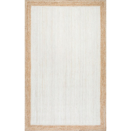 Nuloom Jute & Sisal Hand Woven Eleonora Area Rug, White 4'x6'Oval