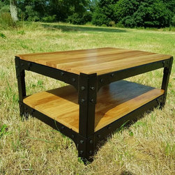 Custom Handmade Oak Industrial Coffee Table - Coffee Tables