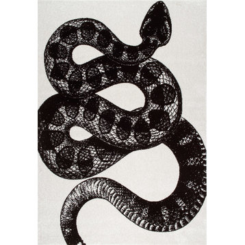 Novelty Serpent, Black and White, 9'x12'