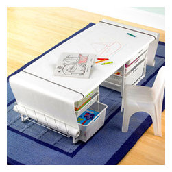 elfa Kids' Mesh Coloring Table with Rounded Corners, White - Kids Tables And Chairs