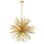 Savoy House - Killiam 16-Light Pendant in Cavalier Gold - The Savoy House Killiam 16-light pendant takes iconic Sputnik style and gives it a softer, nature-inspired twist. Slender and beautiful arms bring a hint of motion, like kelp swaying underwater, and are finished in a wonderfully textured cavalier gold. Killiam is 36" in height and 36" in width. It uses 16 candelabra size bulbs of up to 60 watts per bulb (bulbs not included). Comes with four 12" downrods and one 6" downrod.  This light requires 16 ,  Watt Bulbs (Not Included) UL Certified.