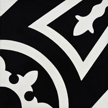 8"x8" Ozod Handmade Cement Tile, Black/White, Set of 12