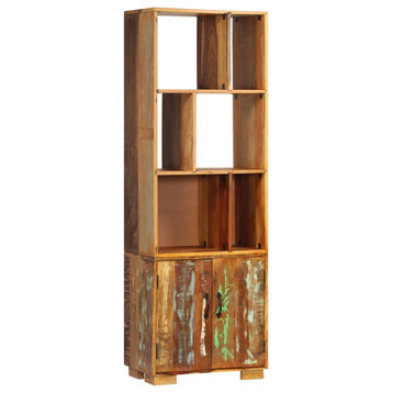 vidaXL Bookshelf Decor Book Cabinet Bookcase with 2 Doors Solid Reclaimed Wood