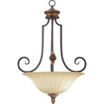 Quorum - Quorum Capella - Three Light Pendant - Shade Included.Capella Three Light Pendant Toasted Sienna Golden Fawn Amber Scavo Glass *UL Approved: YES *Energy Star Qualified: n/a  *ADA Certified: n/a  *Number of Lights: Lamp: 3-*Wattage:75w A19 Medium Base bulb(s) *Bulb Included:No *Bulb Type:A19 Medium Base *Finish Type:Toasted Sienna with Golden Fawn