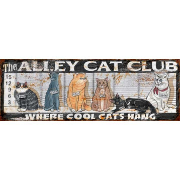 Alley Cats Vintage Wooden Sign, 11"x32"