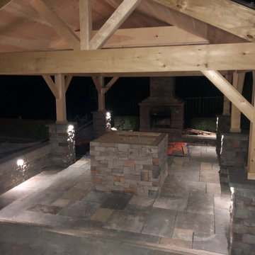 Outdoor pavilion with fireplace