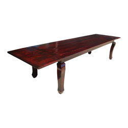 144" Solid Wood Cabriole Leg Dining Room Table with Extension For 10 People - Dining Tables