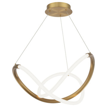 Solo LED Pendant in Aged Brass