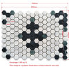 Carrara White Marble Hexagon Starlight Mosaic Tile Black Green Honed, 1 sheet