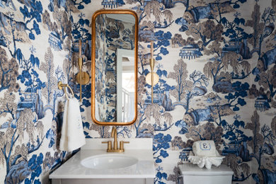 Beach style powder room photo in Other