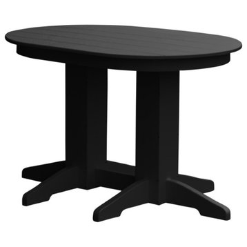 Poly Lumber 4' Oval Dining Table, Black, No Umbrella Hole