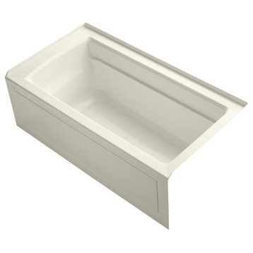 Kohler K-1123-RA Archer Collection 60" Three Wall Alcove Soaker - Biscuit