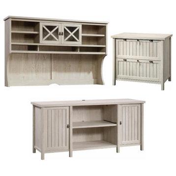 Home Square 3-Piece Set with Credenza Large Hutch & Lateral File Cabinet