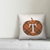 Plaid Pumpkin Monogram T 18x18 Spun Poly Pillow