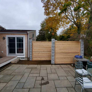 Artful Privacy with Ship Lap Louvred Fencing & Granite Posts, Duxbury MA