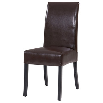 Valencia Dining Side Chair, Brown, Bicast Leather