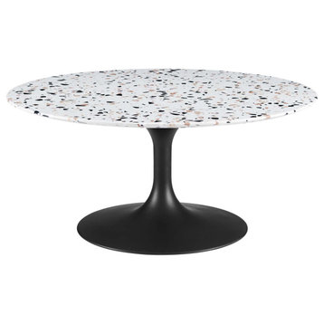 Coffee Table, Round, White Black, Wood, Metal, Modern, Lounge Cafe Hospitality