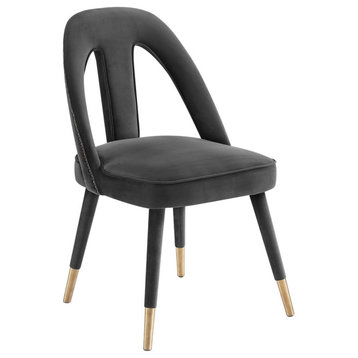 Petra Dark Grey Velvet Side Chair - Dark Grey