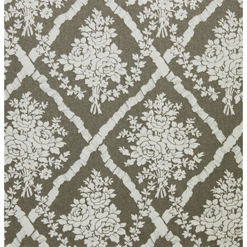Floral Lattice Wallpaper, Chocolate Brown, Double Roll