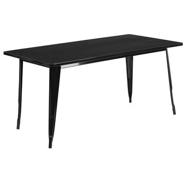 Outdoor Dining Table, Metal Construction With Rectangular Top, Black