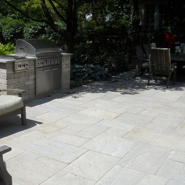 Bluestone patio with built-in grill