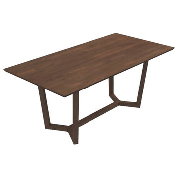 Luxley Mid Century Modern Style Solid Wood Walnut 71" Rectangular Dining Table