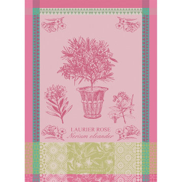 Laurier En Pot Rose Kitchen Towel 22"x30", 56cmx77cm, 100% Cotton Set of 4