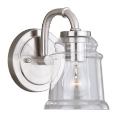 Toledo Industrial Bathroom Vanity Light, Satin Nickel, 1-Light