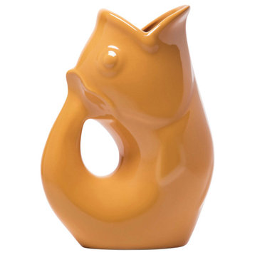 Gurgle Pot Pitcher, 42oz Capacity, 9.5" x 6.75", Mustard