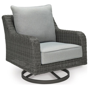 Ashley Furniture Elite Park Resin Outdoor Swivel Lounge with Cushion in Gray