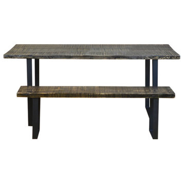 Salvaged Urban Wood Dining Table Scorched Stain Finish, 30x72x30, Scorched