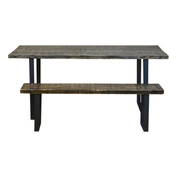 Salvaged Urban Wood Dining Table Scorched Stain Finish, 30x72x30, Natural Wood