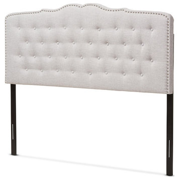 Lucy Modern and Contemporary Grayish Beige Fabric King Size Headboard