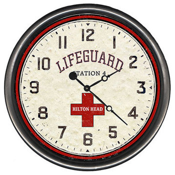 Lifeguard Round Vintage Clock, 23"