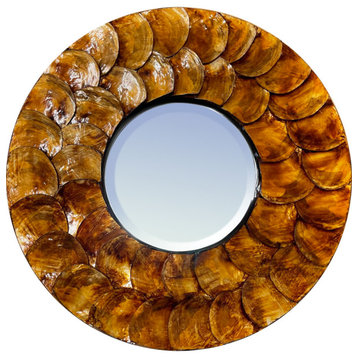 Bronze Aeolian Mother of Pearl Framed Mirror, 15 X 15