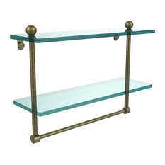 16"X5" Double Glass Shelf, Antique Brass