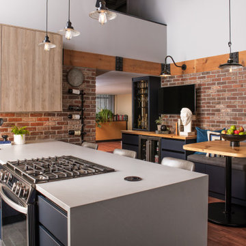 South Loop Loft Kitchen Remodel | Industrial Brick & Timber | Chicago