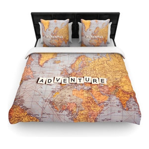 104 x 88, Kess InHouse Robin Dickinson Love Life Blue SkyKing Cotton Duvet Cover