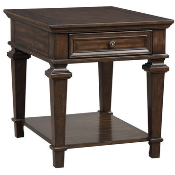 Lexicon Tobias 23" x 28" Traditional Wooden End Table in Espresso